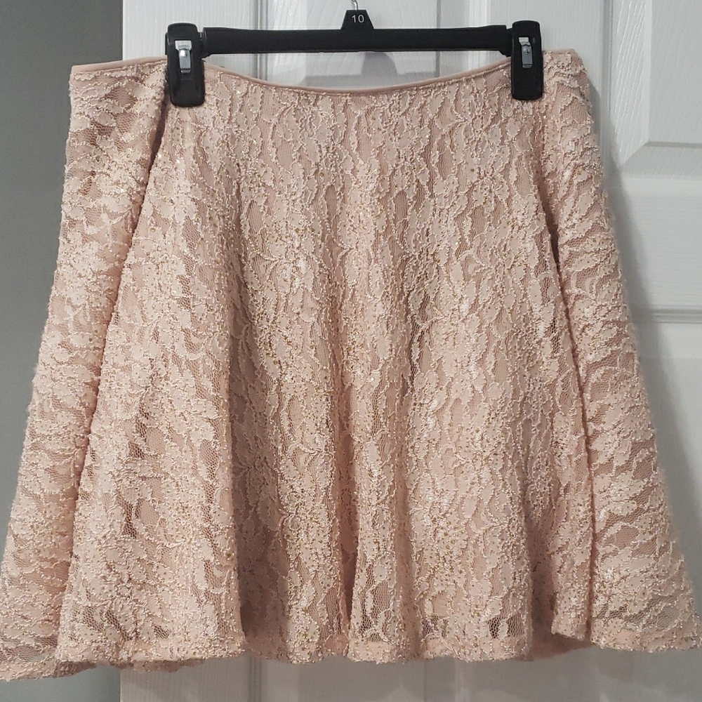 City Triangles Lace Skater Skirt in Light Pink